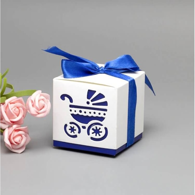 Royal Blue Pram Baby Shower Gift Boxes 10pk