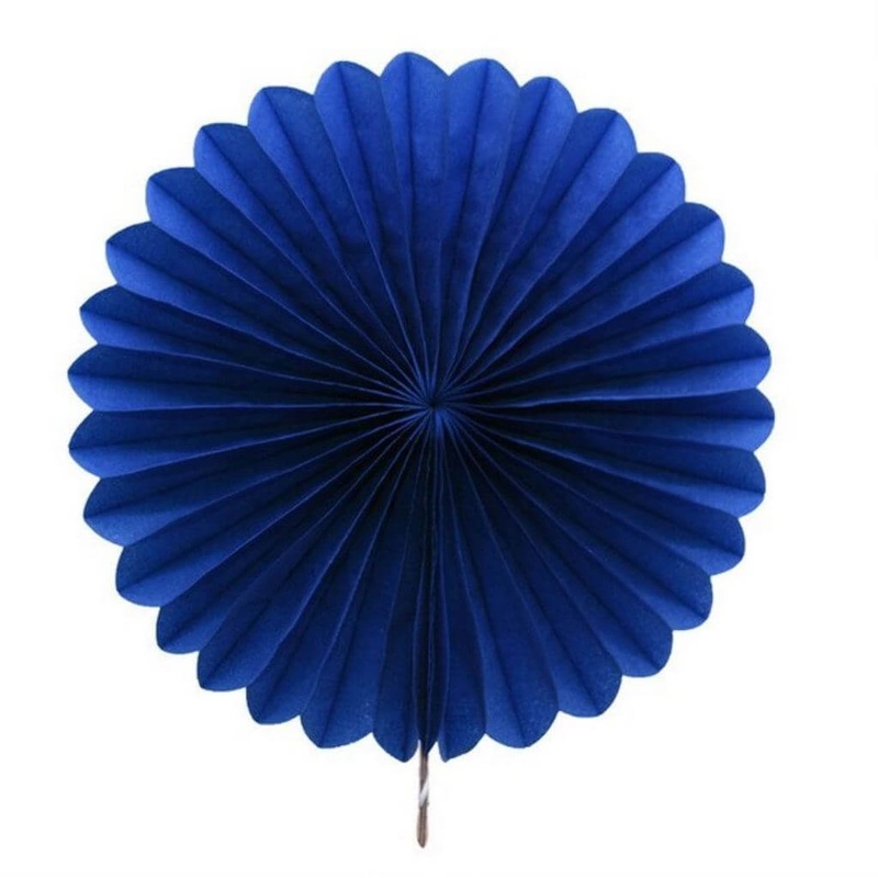 Royal Blue Round Paper Fan - 6 Sizes