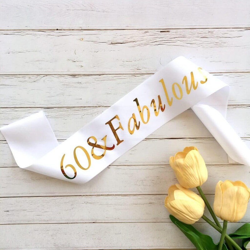 White 60 & Fabulous Birthday Party Sash
