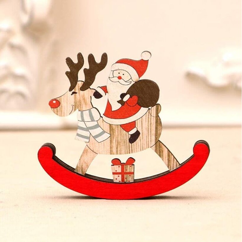 Wooden Santa Claus Riding Rocking Reindeer