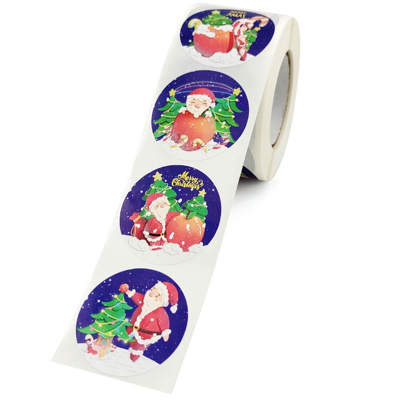 3.8cm Paper Christmas Santa Claus Stickers - 6 Designs
