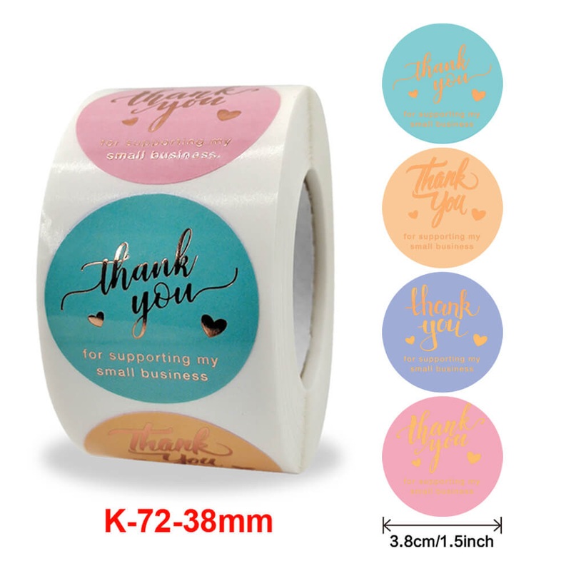 3.8cm Thank You For Supporting My Small Business Stickers 4 Designs 50pk