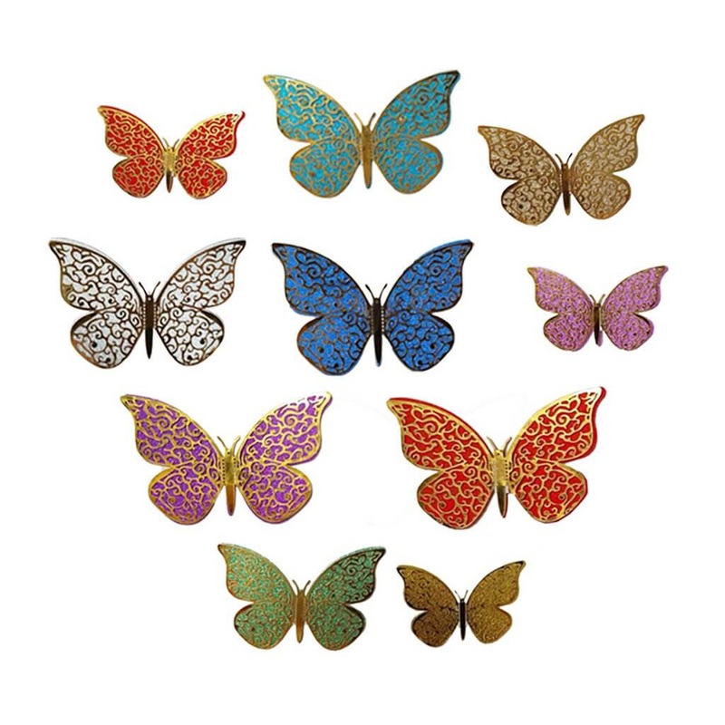 3D Magnetic Butterfly Decals Decorations 12pk- Multicolour
