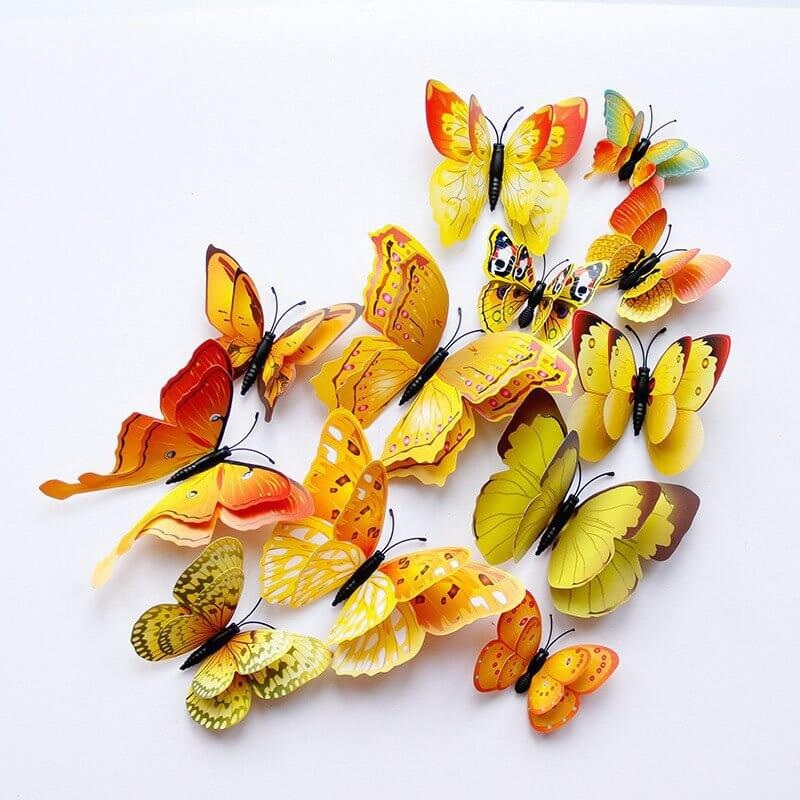 3D Yellow Butterfly Magnetic Stickers 12pk