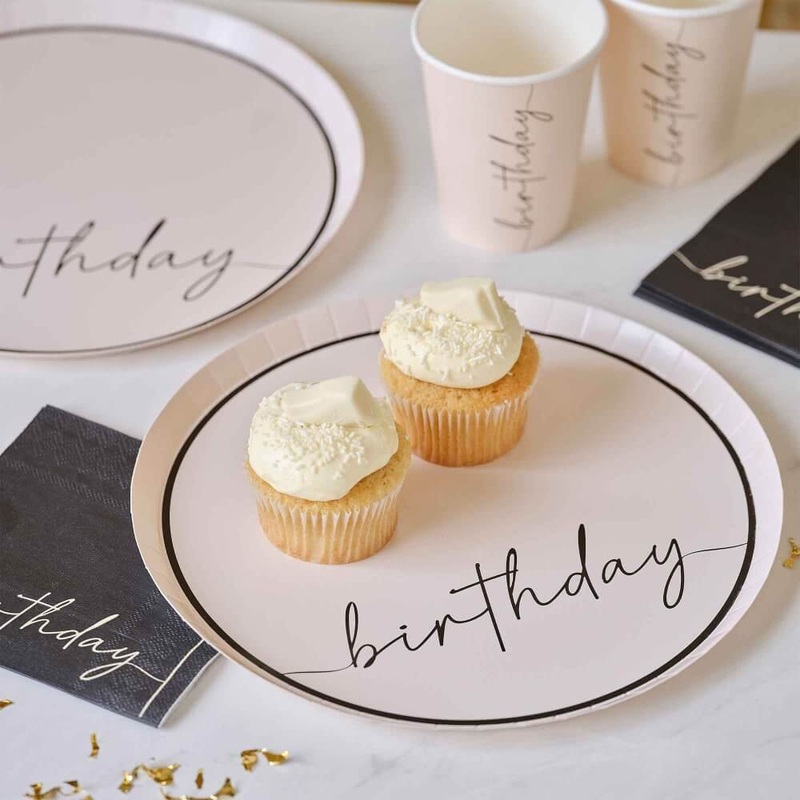 Champagne Noir Black Nude Birthday Paper Plates 8pk