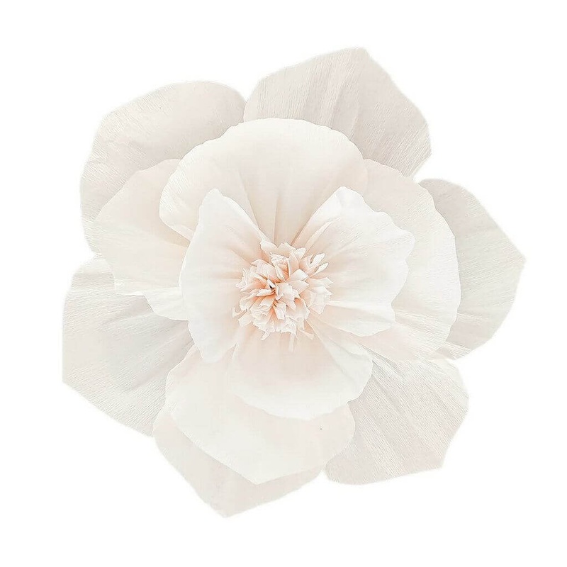 White Crepe Paper Peony Flower - 3 Sizes
