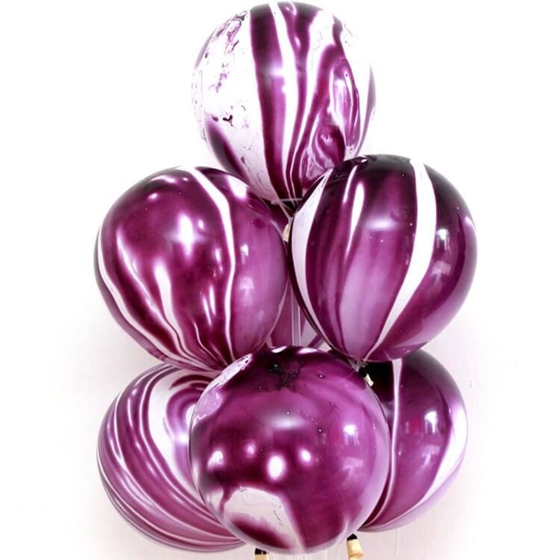12-inch Purple Marble Agate Latex Balloons 10pk