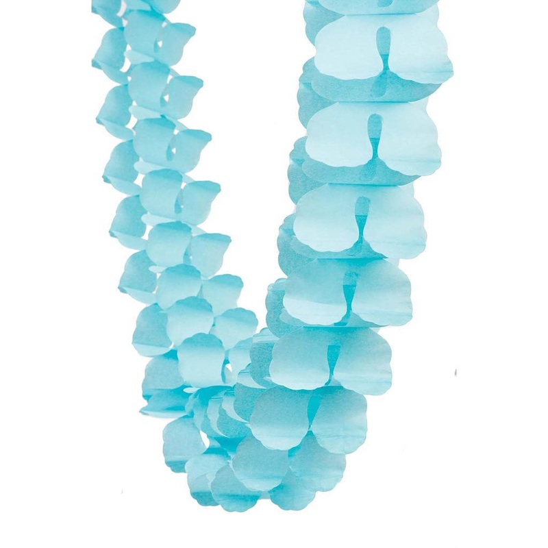 3.6m Four Leaf Clover Tissue Paper Garland - Baby Blue