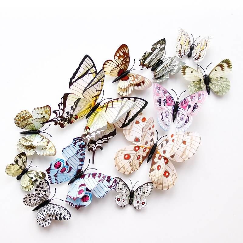 3D White Butterfly Magnetic Stickers 12pk