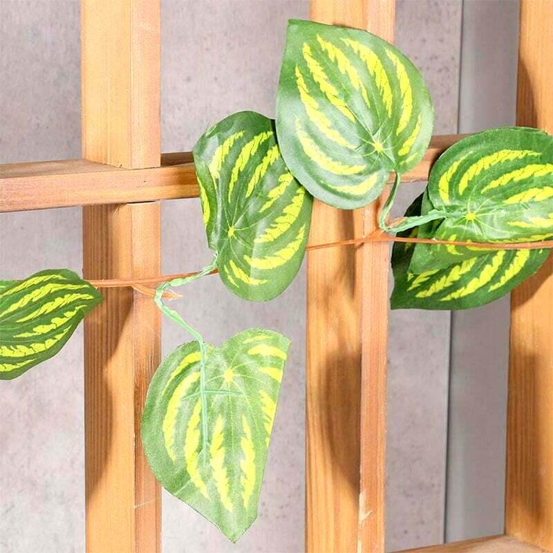 Artificial Green Watermelon Leaf Rattan Hanging Tropical Vines 2pk