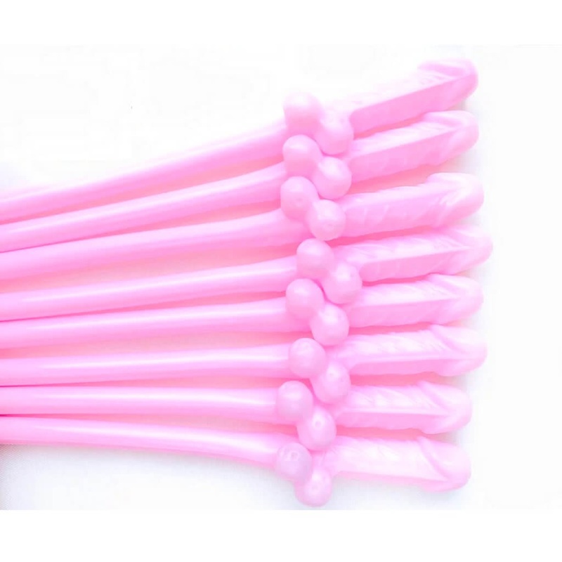 Baby Pink Naughty Hens Party Penis Straws 10pk