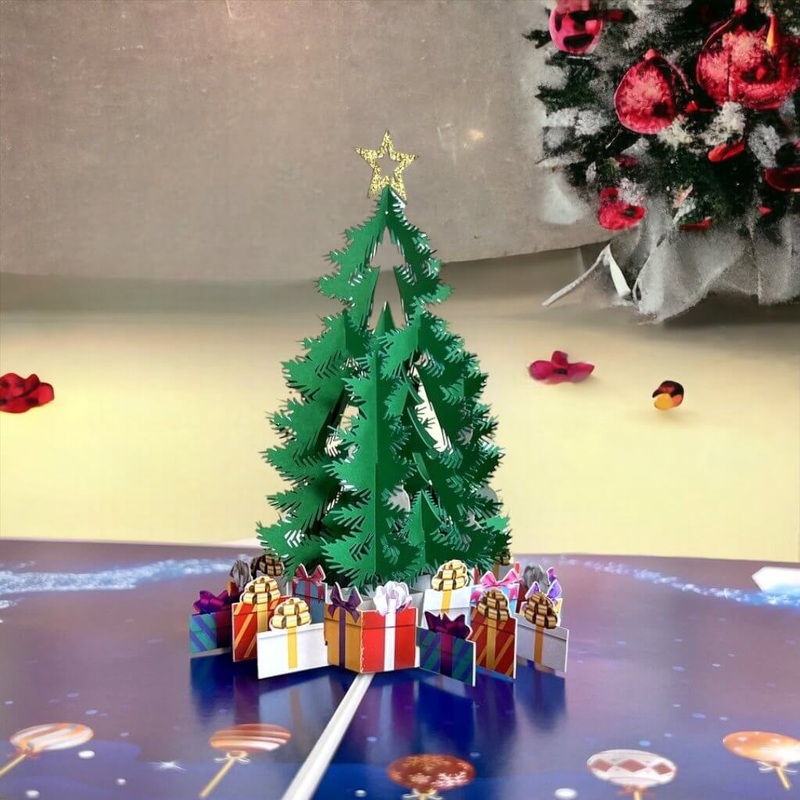 Christmas Tree with Present Pop Card