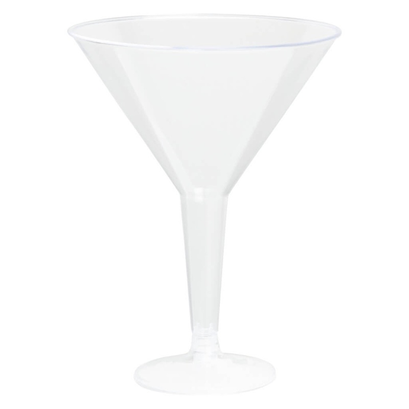 Premium Clear Plastic Martini Glasses 275ml 8pk
