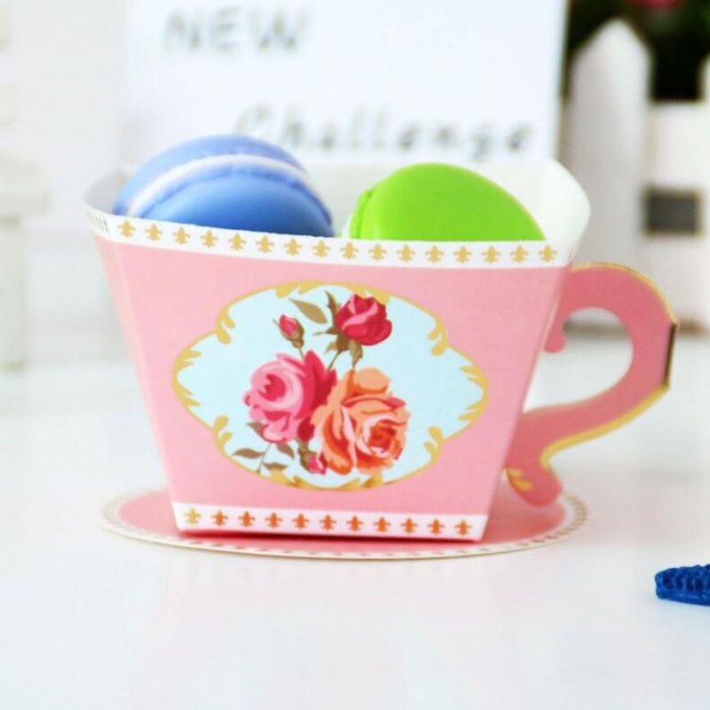 Tea Cup Shaped Baby Shower Gift Boxes 10pk - Pink