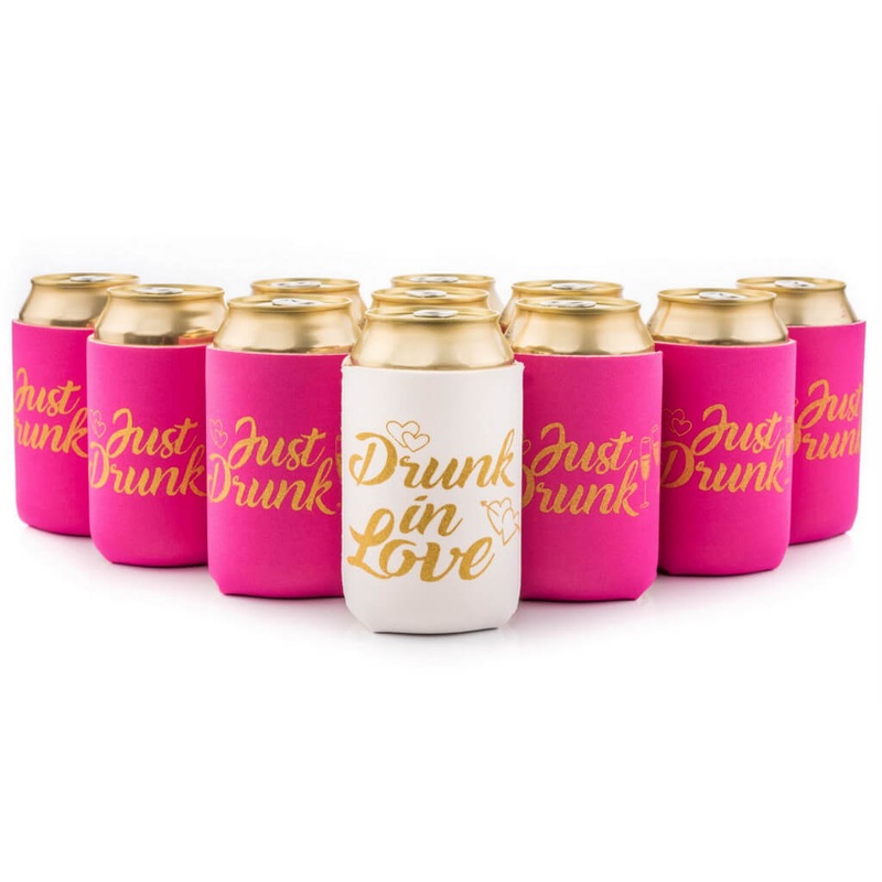 White Just Drunk & Pink Drunk In Love Stubby Holders