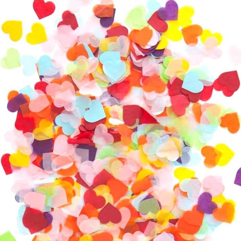 1.5cm Heart Paper Confetti - Rainbow