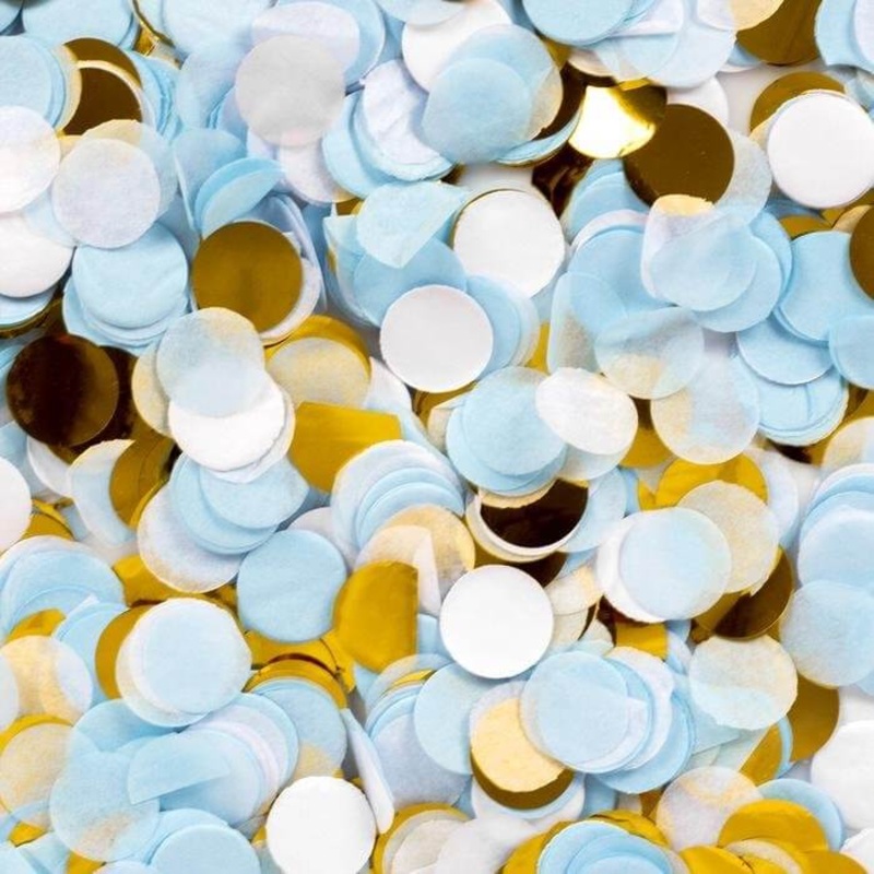 1.5cm Round Paper & Foil Confetti - Blue & Gold
