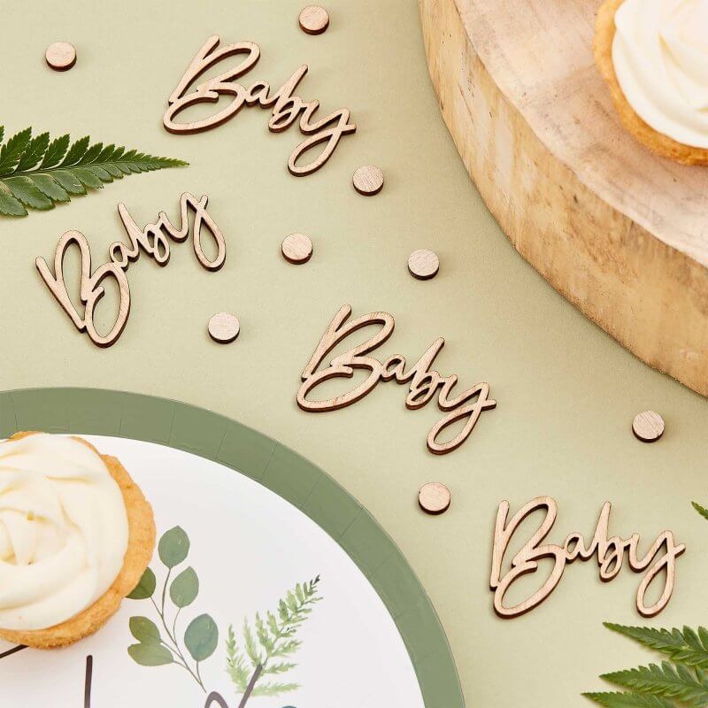 Botanical Baby Wooden Baby Shower Confetti 18pk