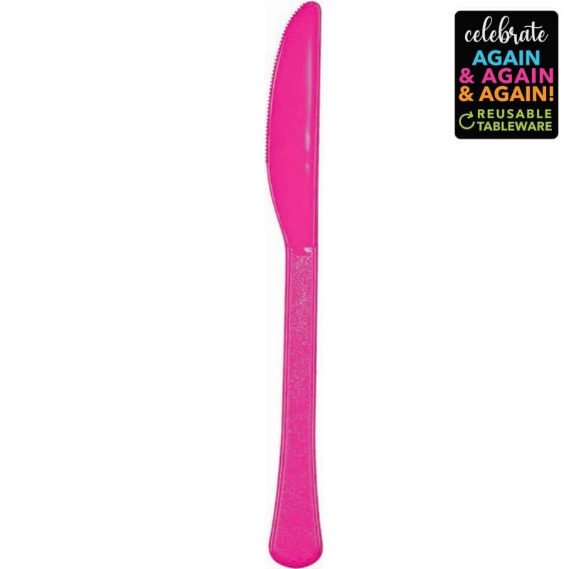 Premium Bright Pink Plastic Knives 20pk