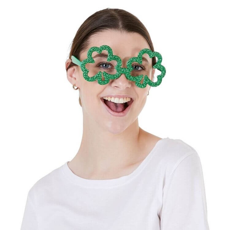 Shamrock Shaped Glittered Glasses