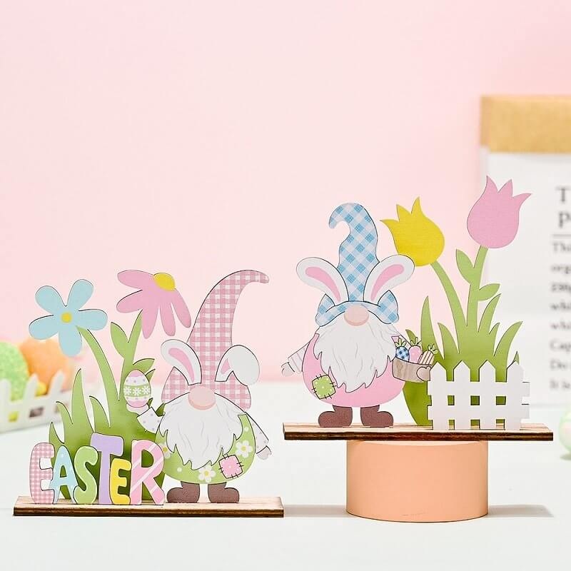 Wooden Easter Rabbit Gnome Shelf Sitter Ornament