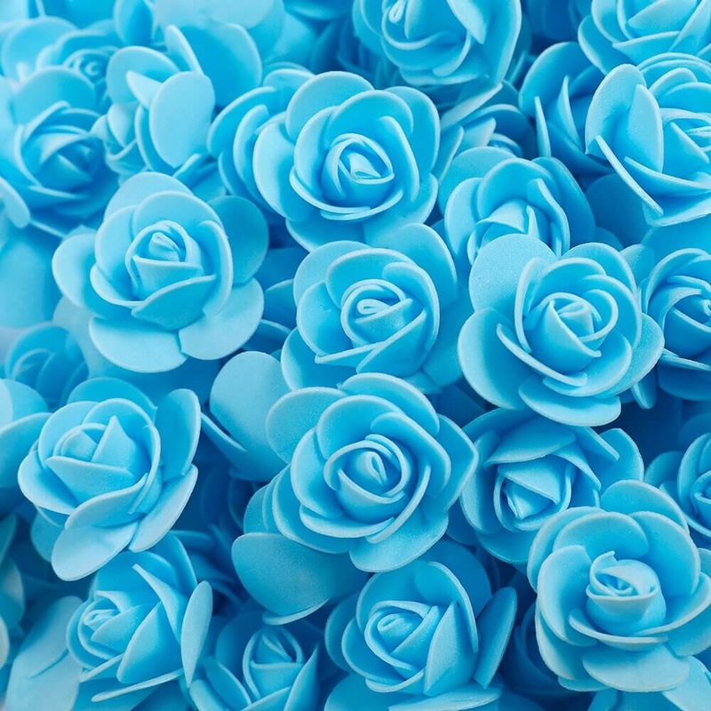 100pcs Artificial FOAM Rose Flower Heads - Blue