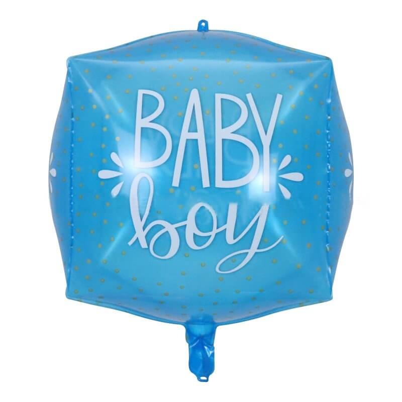 18-inch 3D Blue Baby Boy Cube Box Foil Balloon