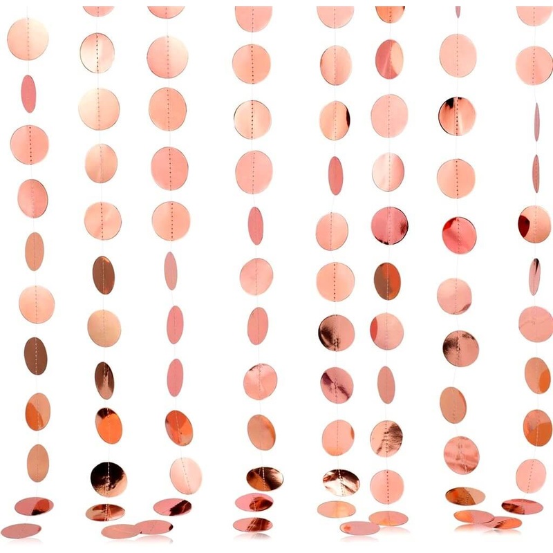 4m Metallic Rose Gold Foil Round Dot Bunting