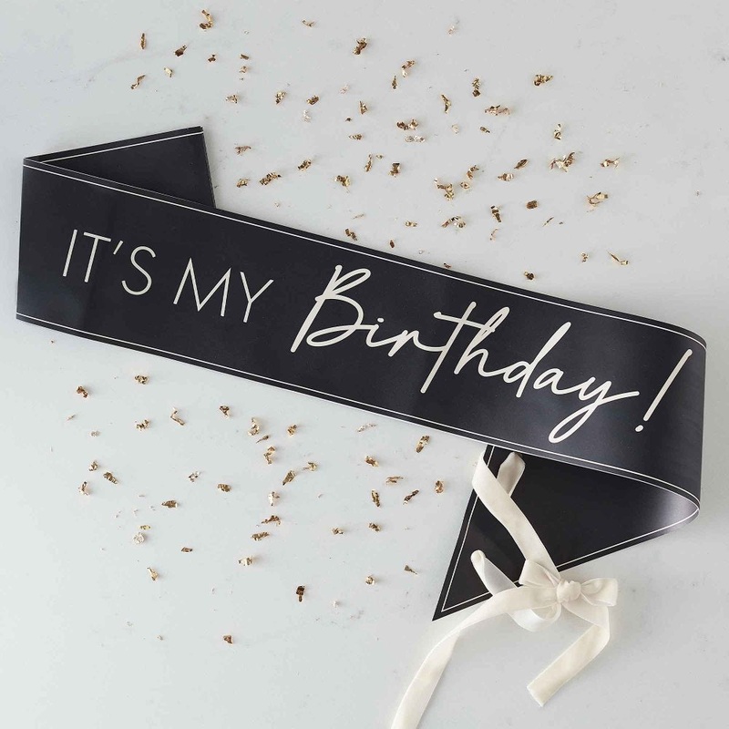 Champagne Noir Black & Nude 'It's My Birthday!' Sash