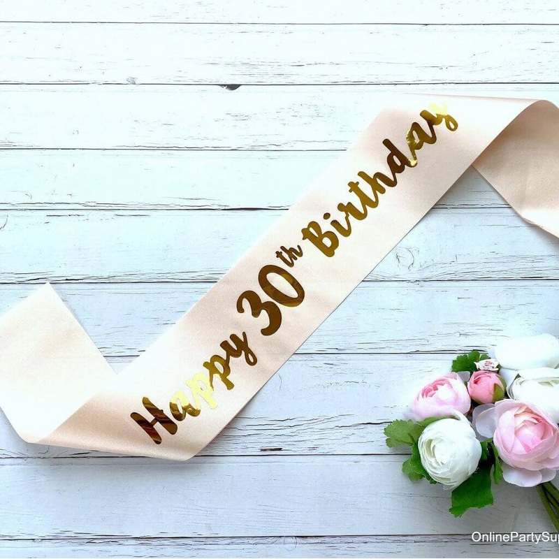 Champagne Pink 'Happy 30th Birthday' Sash