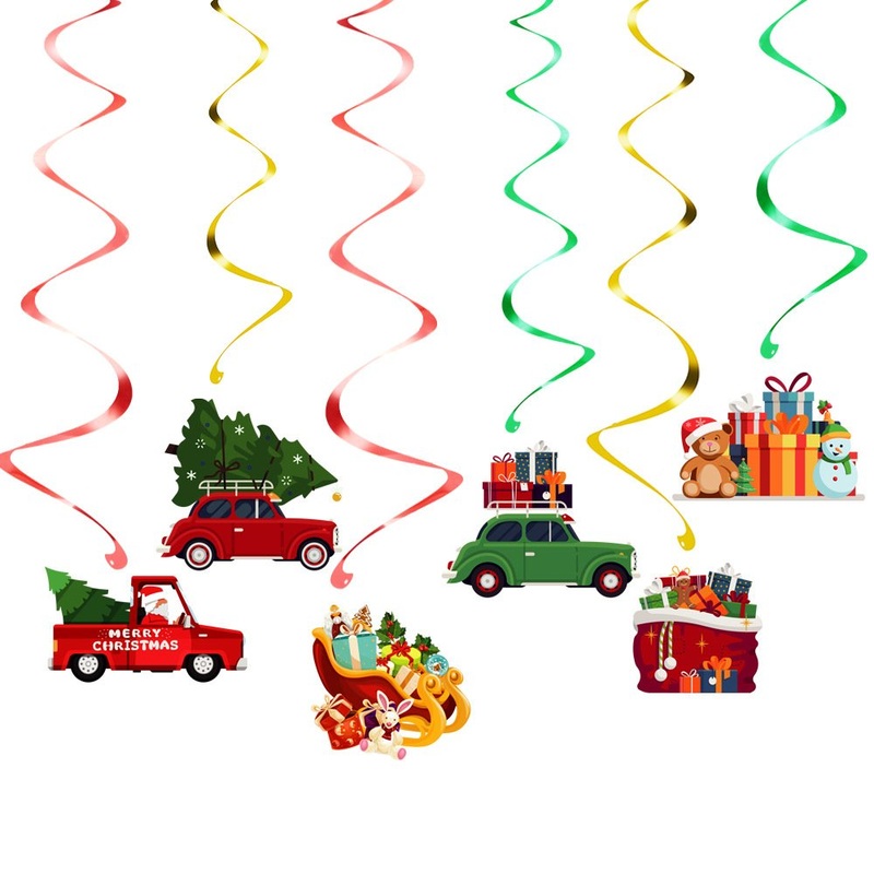 Christmas Spiral Swirl Hanging Decorations 6pk