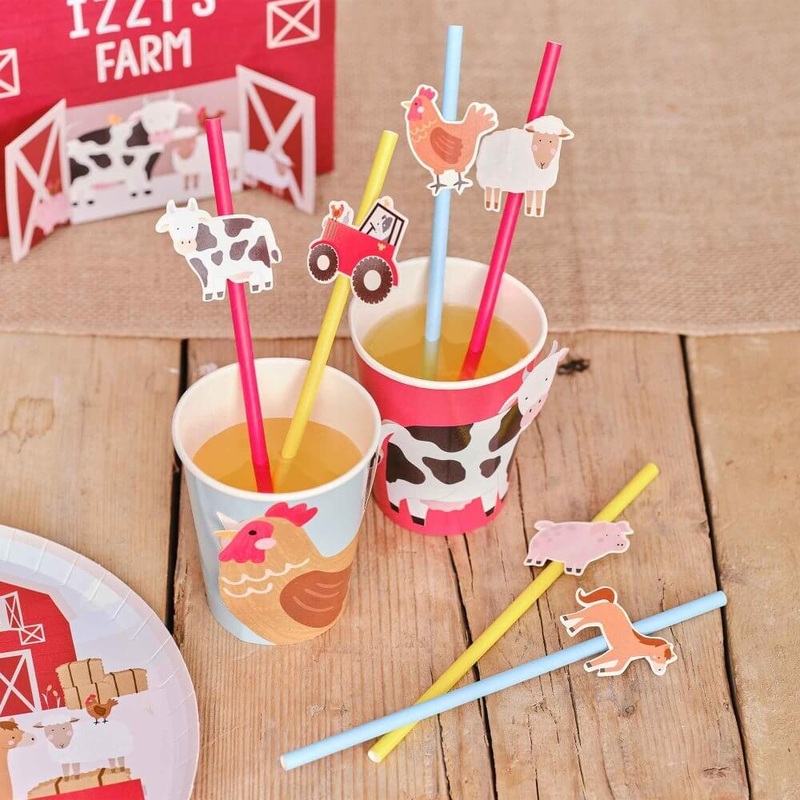 Farm Friends Animals Party Straws 16pk