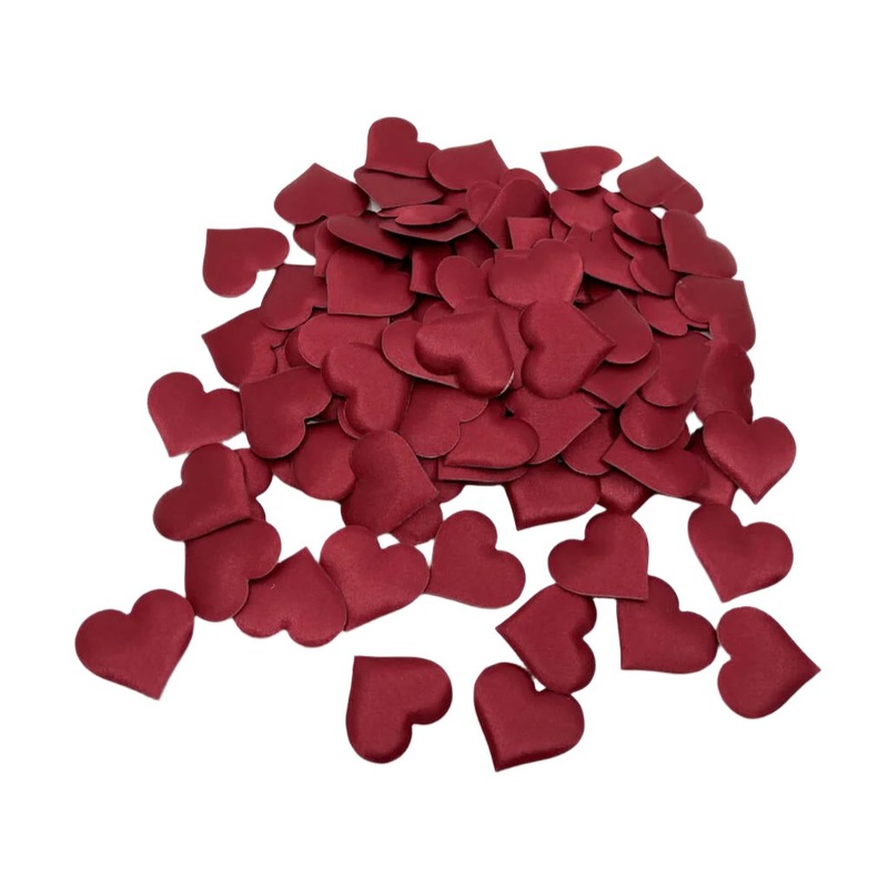 Heart FABRIC Confetti Table Scatters 3.5cm - Burgundy