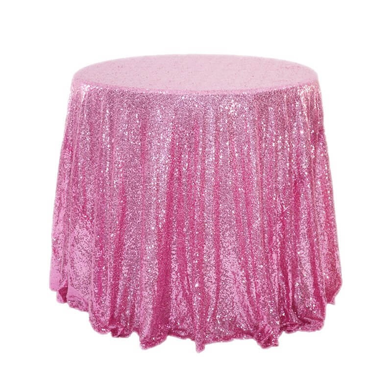 Round Sparkling Pink Sequin Table Cover - 4 Sizes