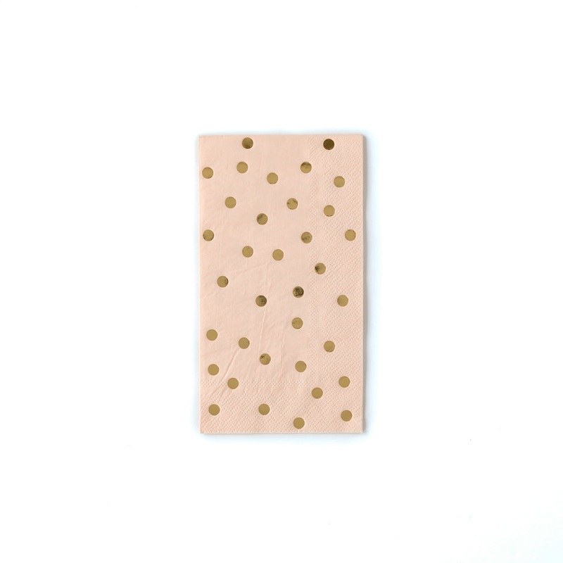 Blush and Gold Foil Polka Dot Dinner Napkins