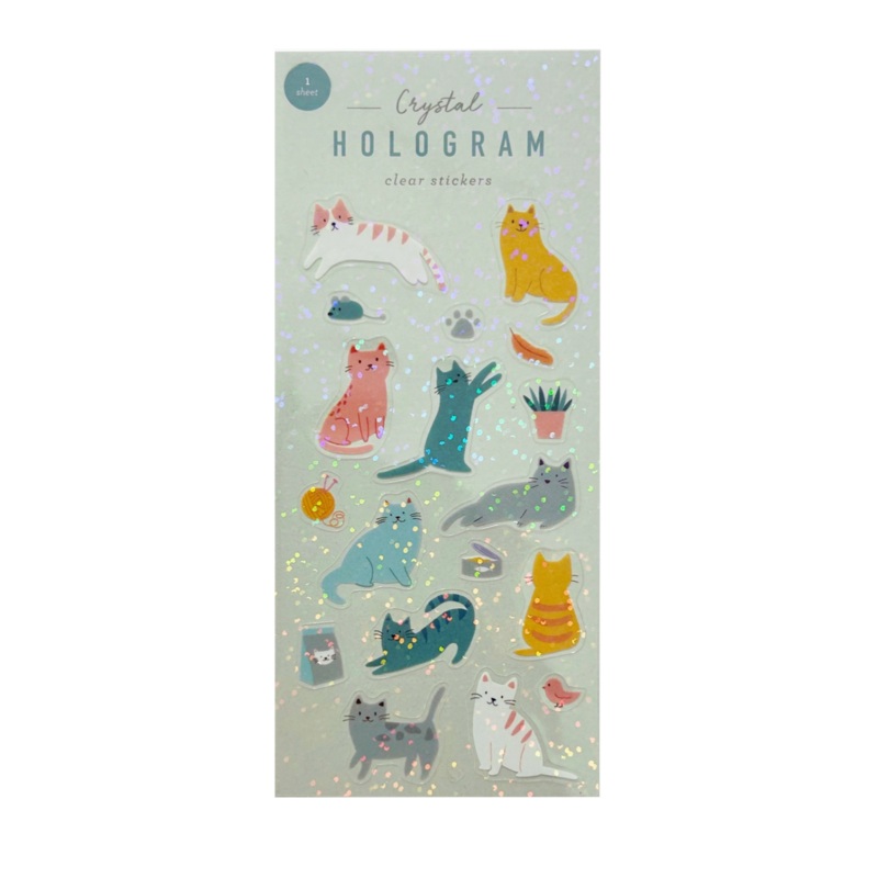 Cats Crystal Hologram Clear Stickers