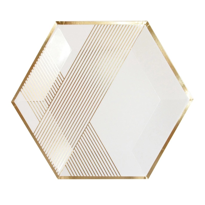 White and Gold Striped Plates