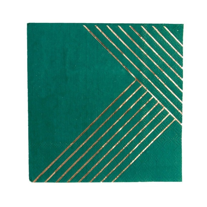 Dark Green Striped Napkins