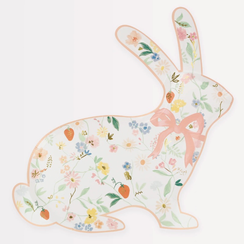 Elegant Floral Bunny Shaped Plates