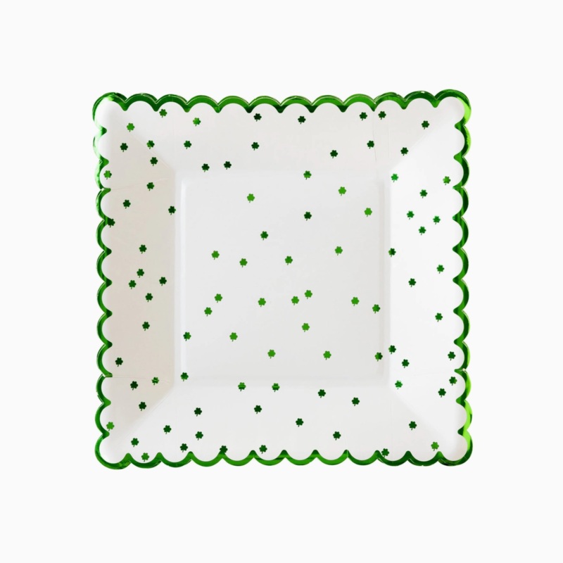Little Shamrocks Scalloped Paper Plate