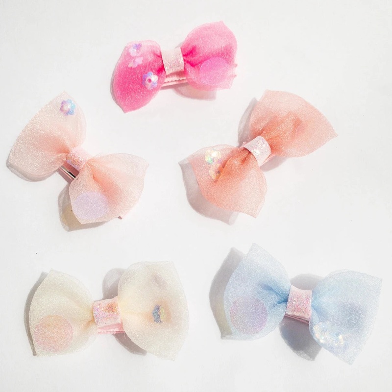 Sheer Confetti Pastel Bow Hair Clips