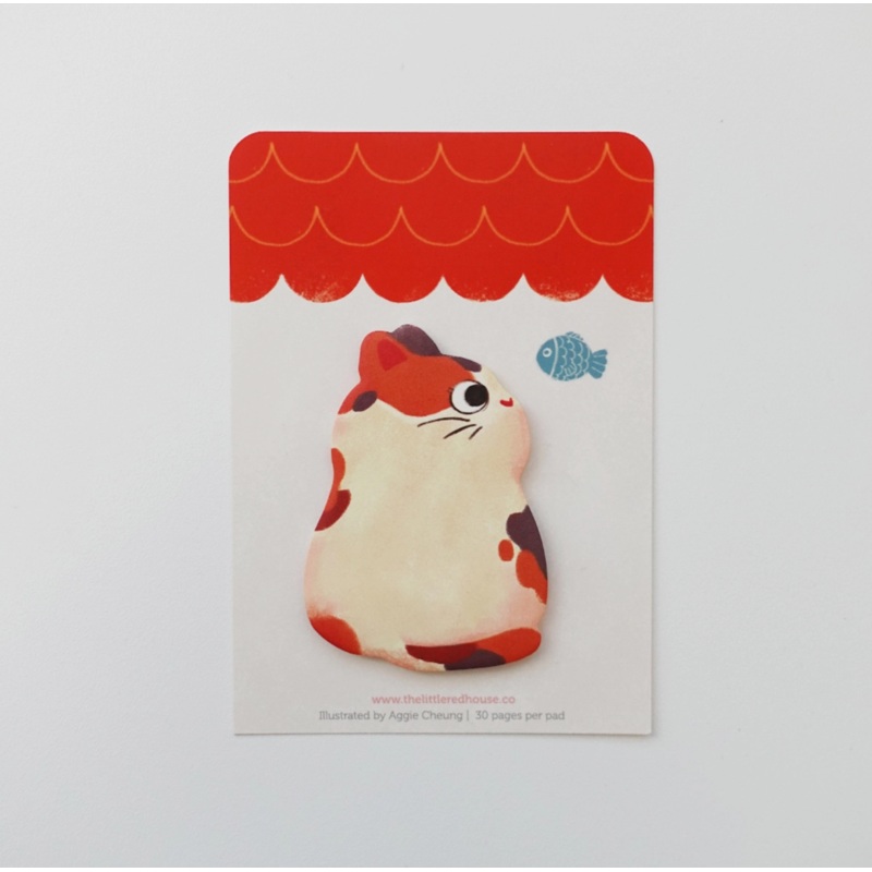 Calico Cat with Fish Die Cut Sticky Note