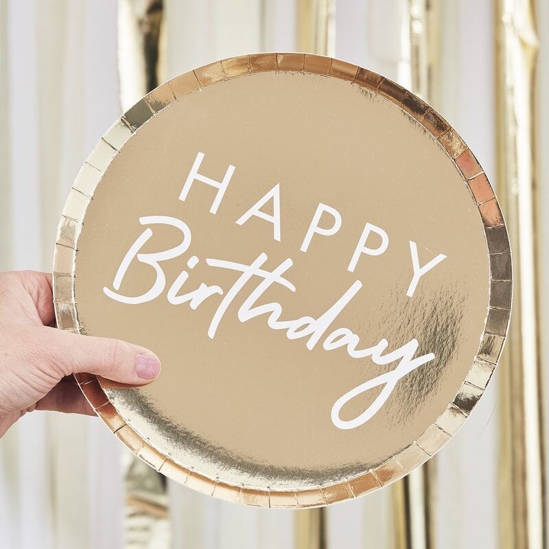 Gold Happy Birthday Plates