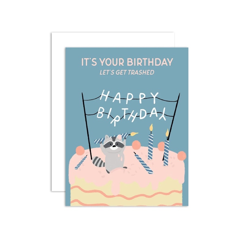 Trashed Raccoon Birthday Card