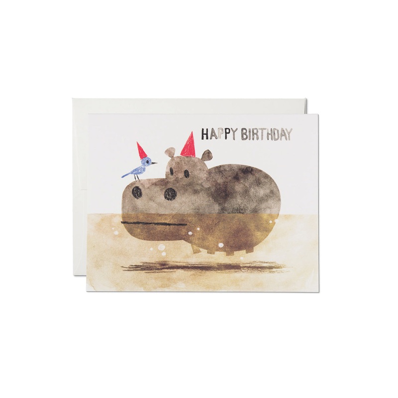 Bird and Hippo Birthday Card