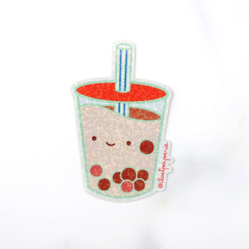 Boba Milk Tea Holographic Sticker