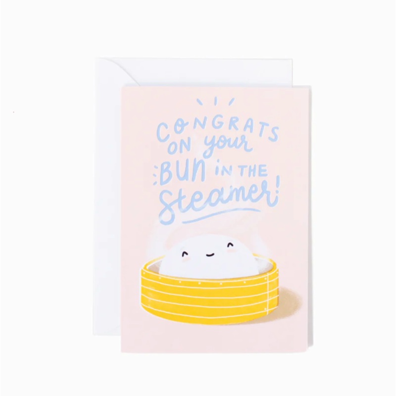 Bun in the Steamer Congrats Card
