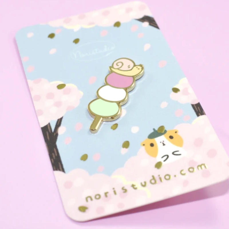 Snail with Hanami Dango Enamel Pin