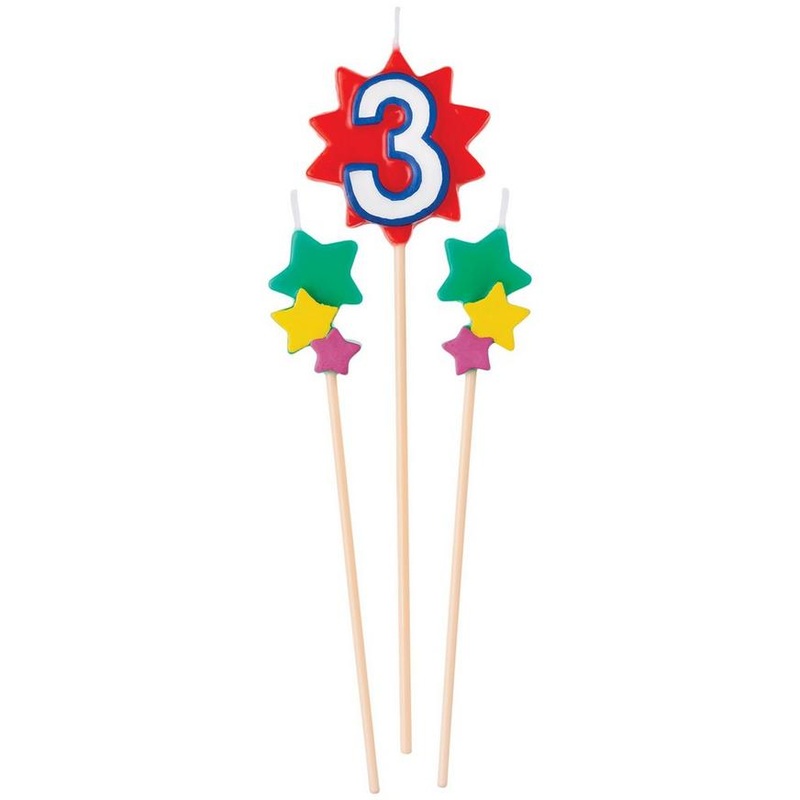 Birthday Cake Pick Candles #3 | 3pcs