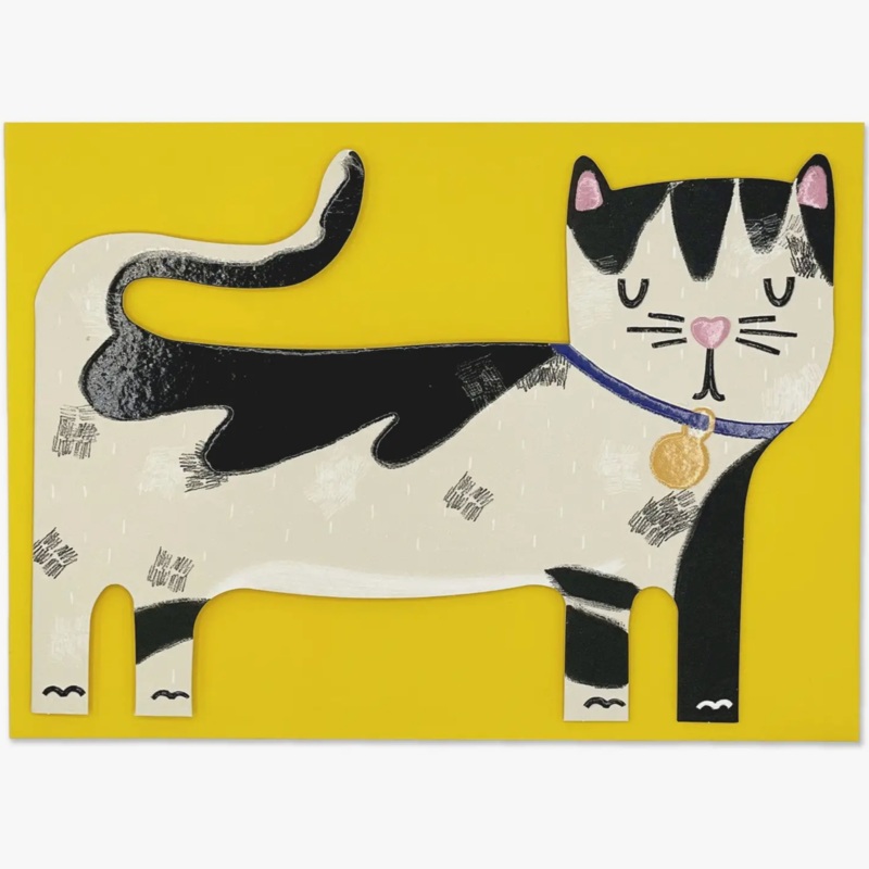 Black and White Cat Shaped Card